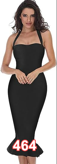 whoinshop Women’s Halter Fishtail Mermaid Bodycon Cocktail Bandage Dress Black L
