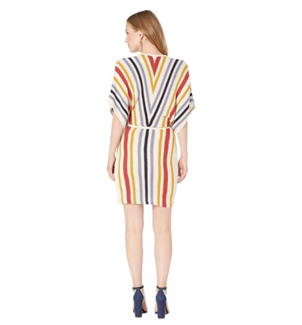 Cupcakes and Cashmere Frances Striped Sweater Dress Knit Dolman Dress Oatmeal XS