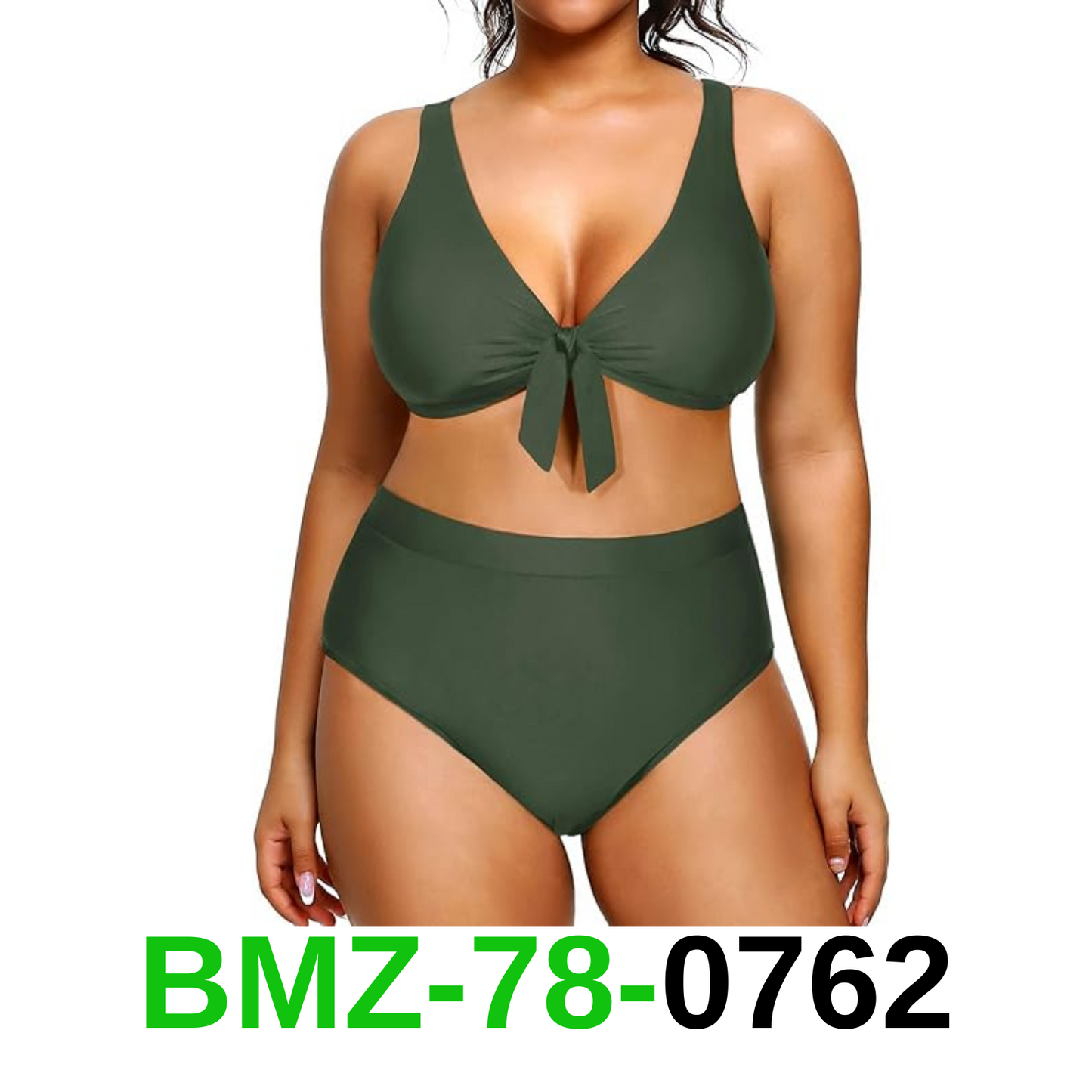 Yonique Women Size Two Piece Swimsuits High Waisted Bikini Set Tie Knot, 16 Plus