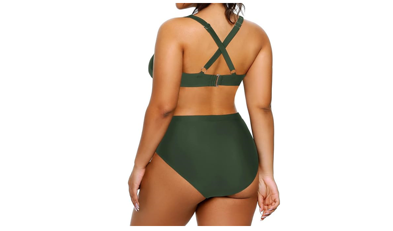 Yonique Women Size Two Piece Swimsuits High Waisted Bikini Set Tie Knot, 16 Plus