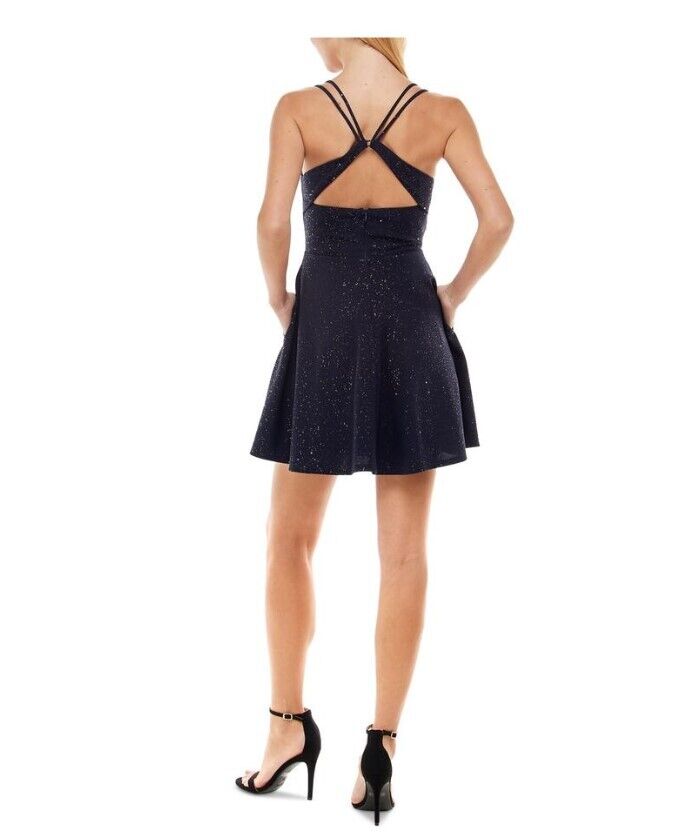 CITY STUDIO Women's Navy Strappy Molded Cups Short Dress Juniors 7 Girl's Dress