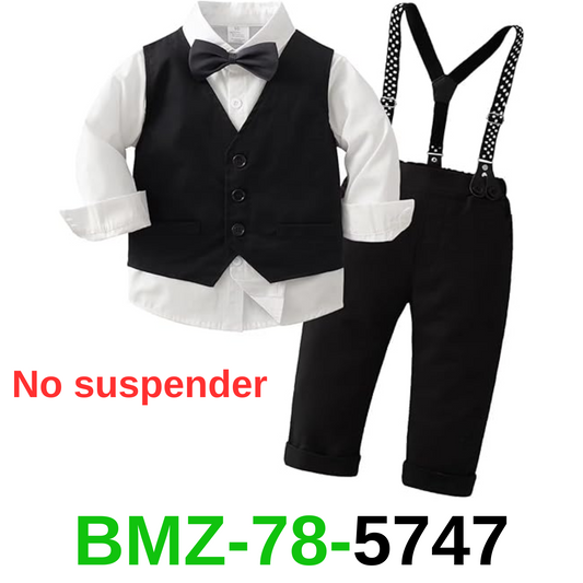 Tiepant Boys 3-Piece Vest Suits Long Sleeve Gentleman Outfits Set, 4-5T