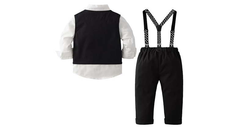 Tiepant Boys 3-Piece Vest Suits Long Sleeve Gentleman Outfits Set, 4-5T