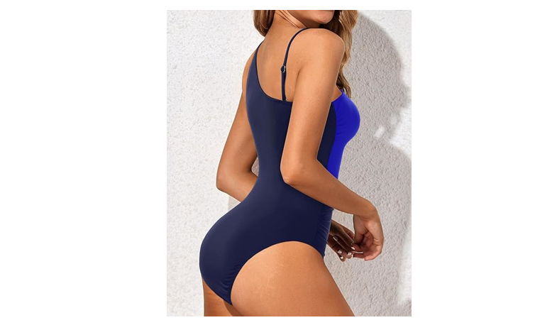 Yonique Women One Piece One Shoulder Swimsuit Tummy Control Bathing Suit Mesh, L