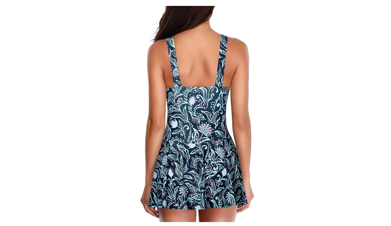 Yonique One Piece Swimsuits for Women Modest Tummy Control Swimdress Vintage, L