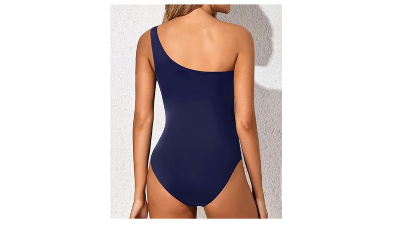 Yonique Women One Piece One Shoulder Swimsuit Tummy Control Bathing Suit Mesh, L
