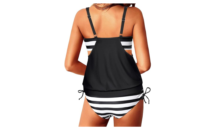 Yonique Tankini Swimsuits for Women Blouson Swim Tops with Bikini Bottoms, L