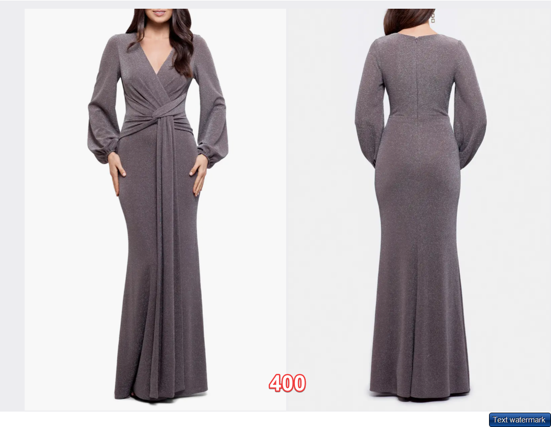 BETSY & ADAM Metallic Knit Long Sleeve Gown Taupe/Silver 4 & 8 Womens Dress Gown