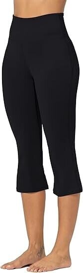 Sunzel Butterflycra High Waist Mini Flared Yoga Leggings for Women, 34" Black XS