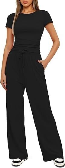 Darong Women Two Piece Outfits Lounge Tracksuit Sets~ Pullover Tops and Pants, L