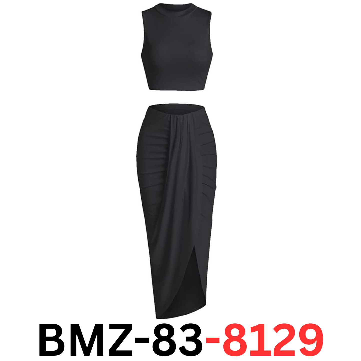 ZAFUL Women Casual Sleeveless Summer Two Piece Outfits Crop Top & Skirt, Black M
