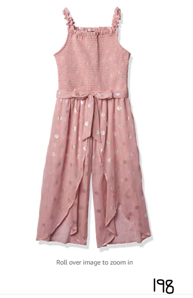 Amy Byer Girls' Sleeveless Flounce Jumpsuit, Blush, 12
