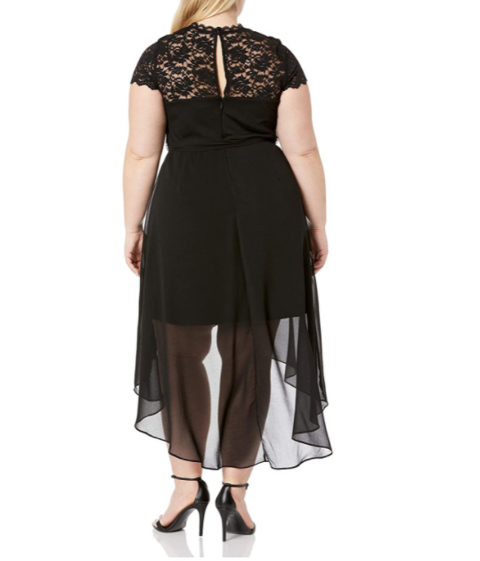 City Chic Women's Dress Apparel Womens Dress Spot Flock Black XXL Designer Dress