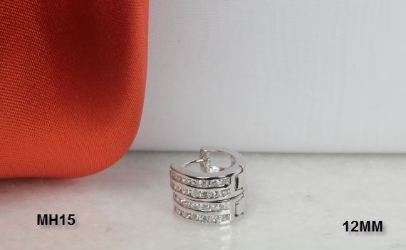 925 STERLING SILVER CZ SMALL ROUND HUGGIE HOOP EARRINGS-MH15
