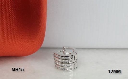 925 STERLING SILVER CZ SMALL ROUND HUGGIE HOOP EARRINGS-MH15