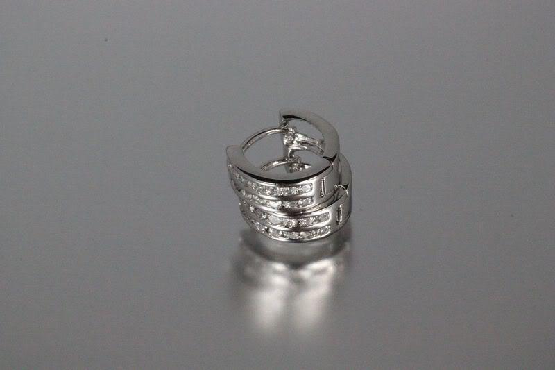 925 STERLING SILVER CZ SMALL ROUND HUGGIE HOOP EARRINGS-MH15
