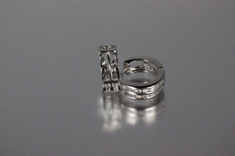 925 STERLING SILVER CZ SMALL ROUND HUGGIE HOOP EARRINGS-MH15