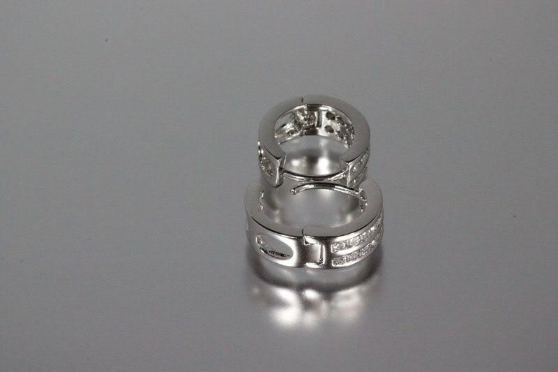 925 STERLING SILVER CZ SMALL ROUND HUGGIE HOOP EARRINGS-MH15