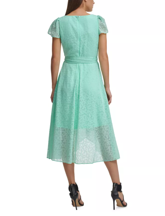 DKNY FLUTTER-SLEEVE FAUX-WRAP DRESS PLATE GLASS 4  DKNY Women's Dress Designer