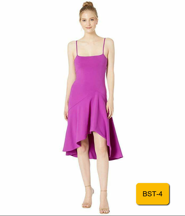 Susana Monaco  Dress Women's Dress Thin Strap Angled Ruffle Dress Size S Malbec
