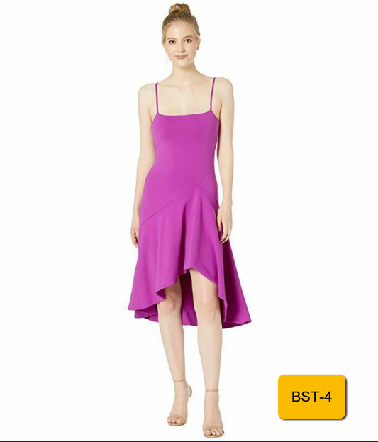 Susana Monaco  Dress Women's Dress Thin Strap Angled Ruffle Dress Size S Malbec