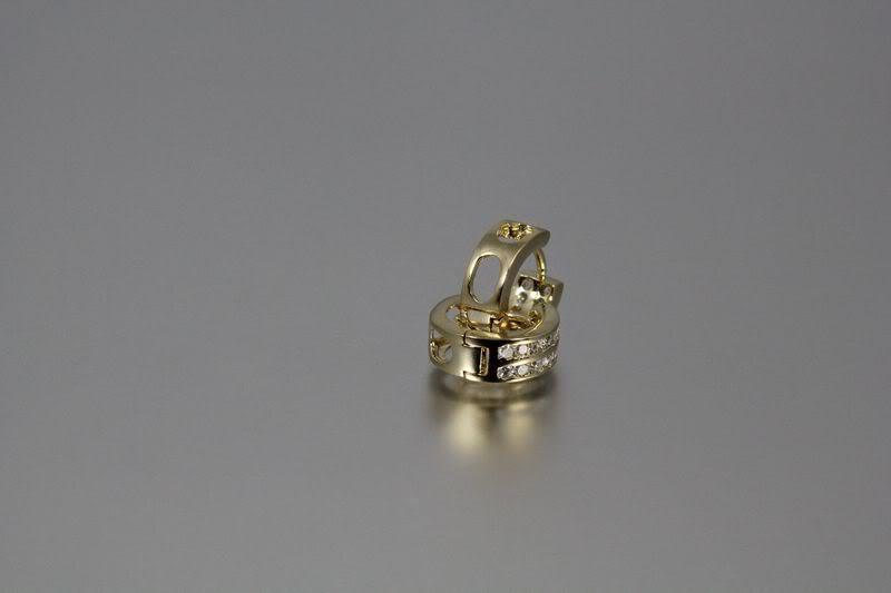 925 STERLING SILVER CZ SMALL ROUND GOLD PLATED HUGGIE HOOP EARRINGS ~MH2G~