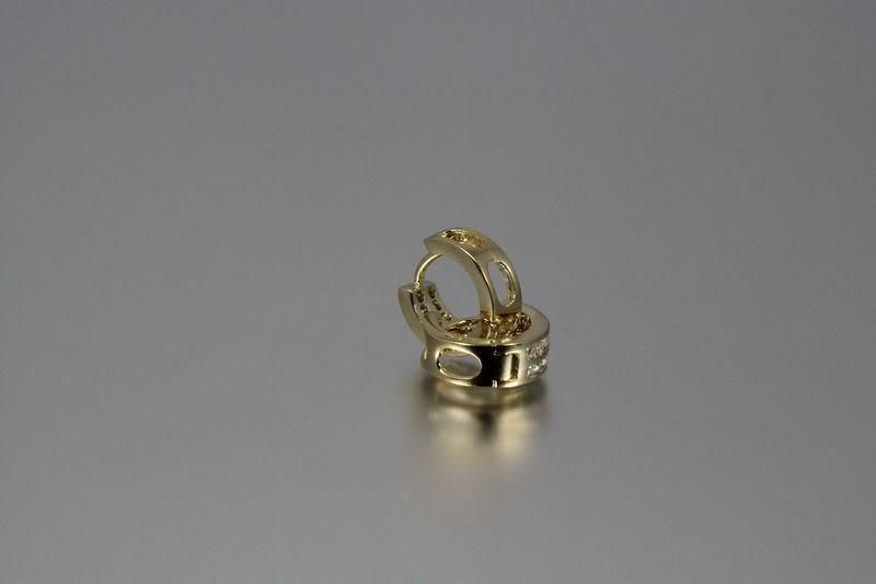 925 STERLING SILVER CZ SMALL ROUND GOLD PLATED HUGGIE HOOP EARRINGS ~MH2G~