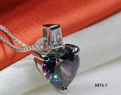 5.38 CARAT HEART CZ MYSTIC RAINBOW PEACOCK FIRE TOPAZ NECKLACE PENDANT-MTS-7PXM