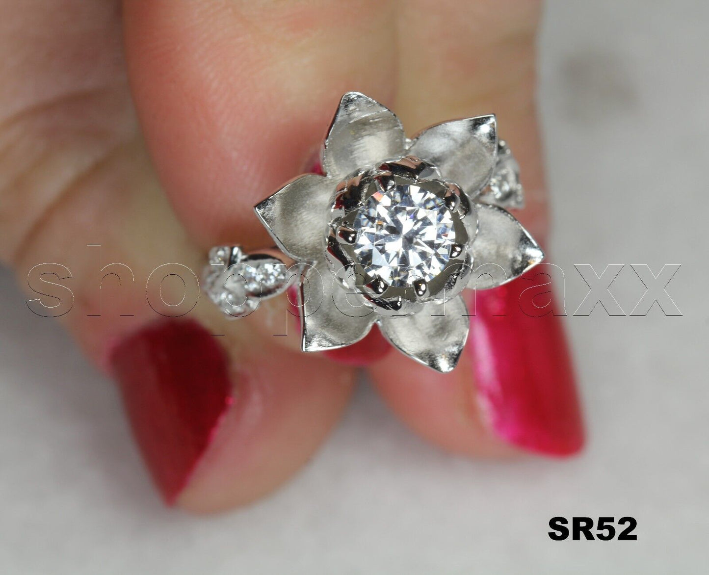0.92CTW Round White 925 Silver Stunning Lotus Flower Engagement Bridal Ring