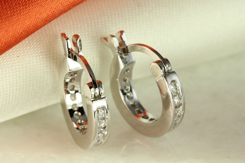 925 STERLING SILVER CZ SMALL ROUND HUGGIE HOOP EARRINGS ~12MM~MH16