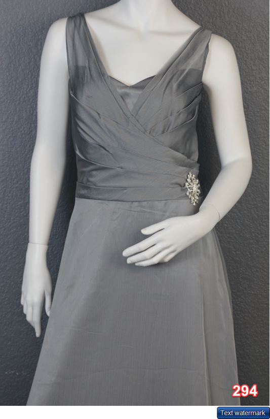 Belsoie by Jasmine L144007 Bridesmaid Gown Dress Silver SZ 16 Women Bridal Dress