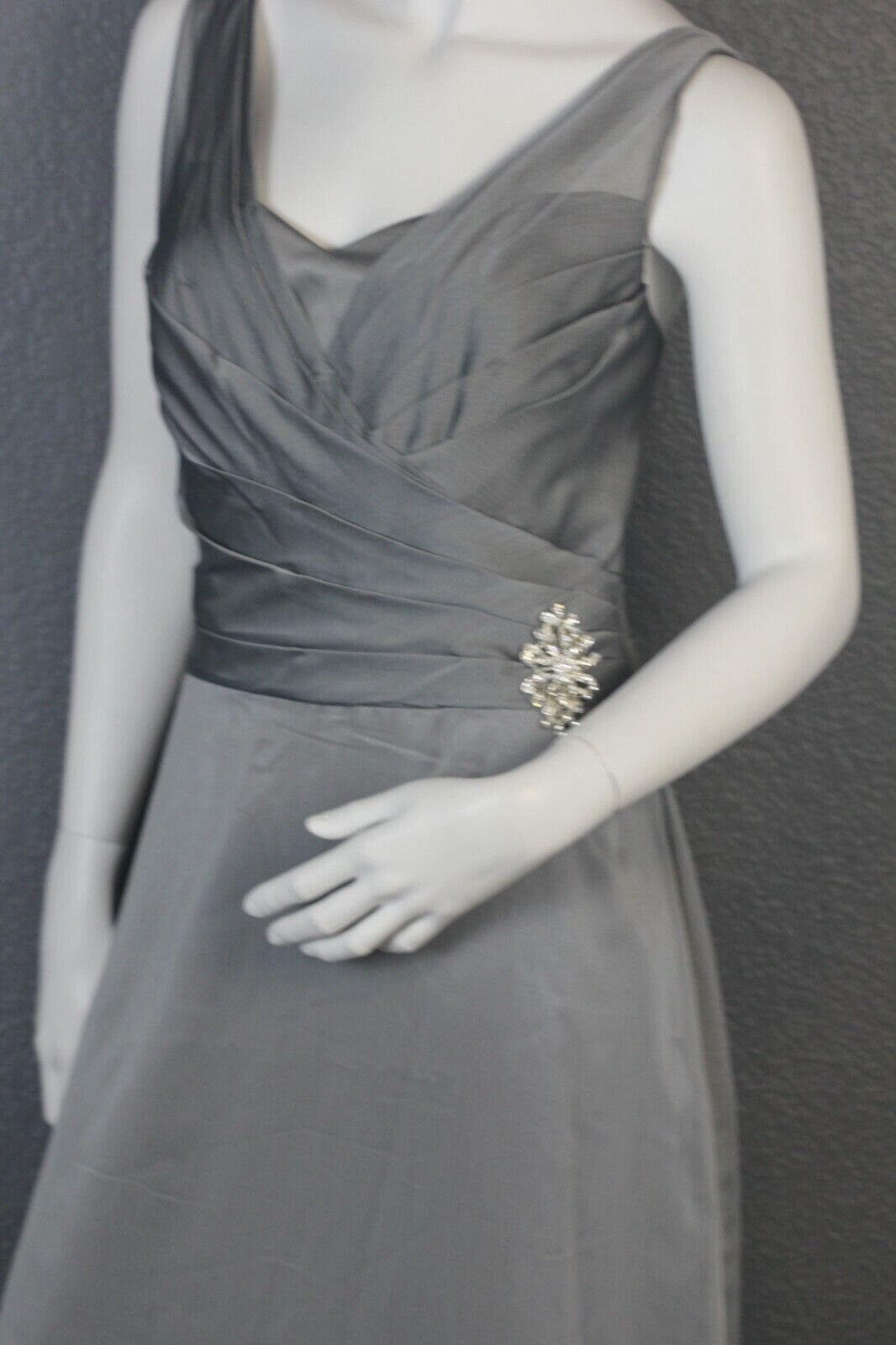 Belsoie by Jasmine L144007 Bridesmaid Gown Dress Silver SZ 16 Women Bridal Dress
