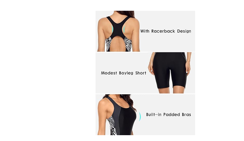 beautyin Women Boyleg Swimwear Racing Onepiece Athletic Padded Bathingsuits, 2XL