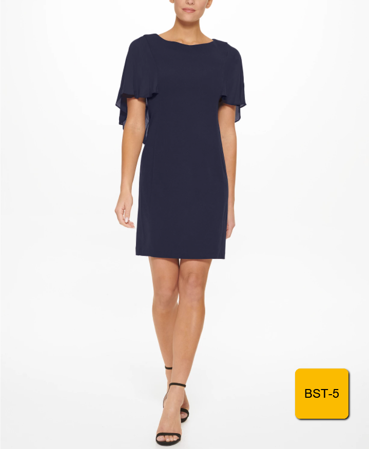 DKNY Cape Overlay Dress Navy women Size 16 DKNY Women's Dress Designer Dress
