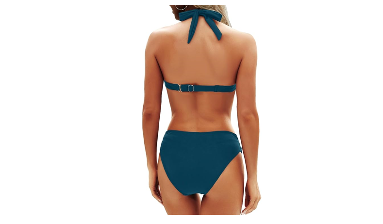 Yonique Women Two Piece Bathing Suits Push Up Bikini Set Halter Swimsuit, L