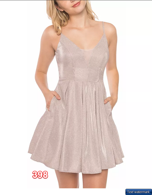 B DARLIN Juniors' Glitter Mesh Skater Dress Rose 5/6 B DARLIN Juniors' Mini Dres