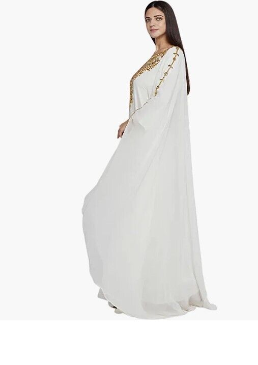 ANIIQ Women Dubai Kaftan Farasha Caftan Long Dress Georgette Ethnic Bridal Dress