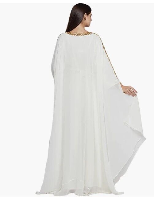 ANIIQ Women Dubai Kaftan Farasha Caftan Long Dress Georgette Ethnic Bridal Dress