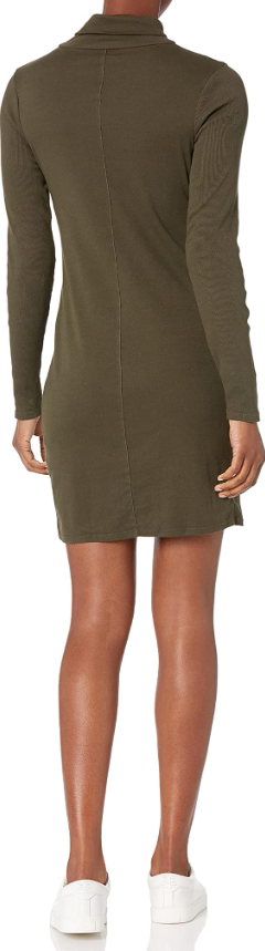 Three Dots Women's AA5836 Heritage Knit Turtleneck Dress, Harvest Green, Large