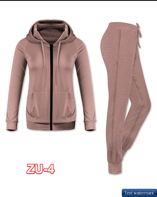 UDEAR Women Orange Pink Zip-Up Pocket Hoodie & Drawstring Joggers Medium