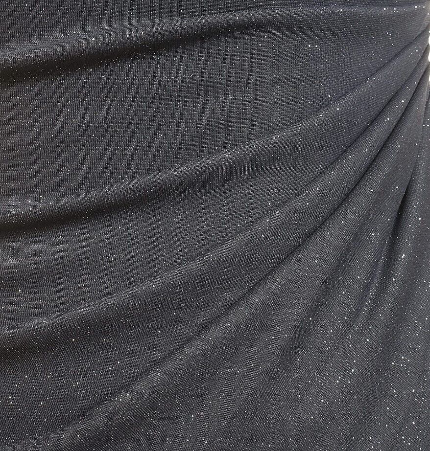 Alex Evenings Women's Long Cold Shoulder Dress Smoke Glitter 16P Designer Dress