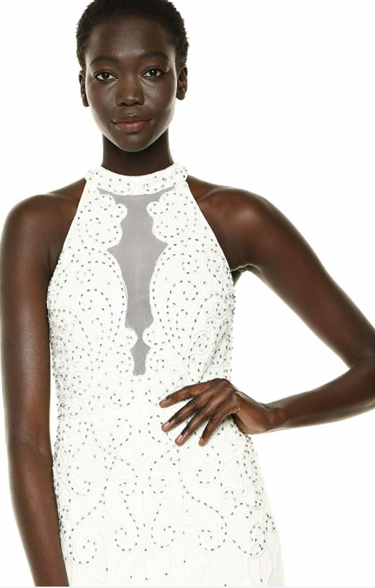 Adrianna Papell Women's Halter Beaded Dress, Ivory, 2 Adrianna Papell Mini Dress