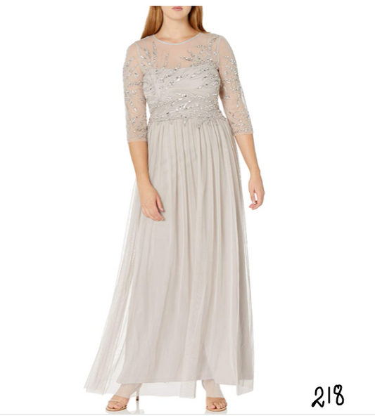 Adrianna Papell Women's Long Beaded Dress Marble 4 Adrianna Papell Women's Dress