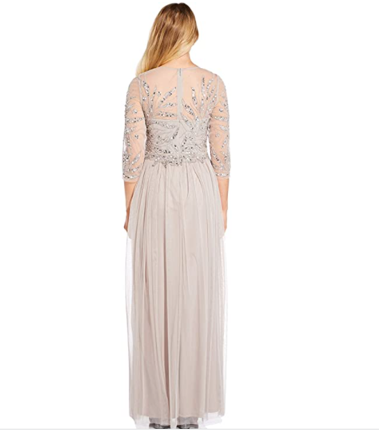 Adrianna Papell Women's Long Beaded Dress Marble 4 Adrianna Papell Women's Dress