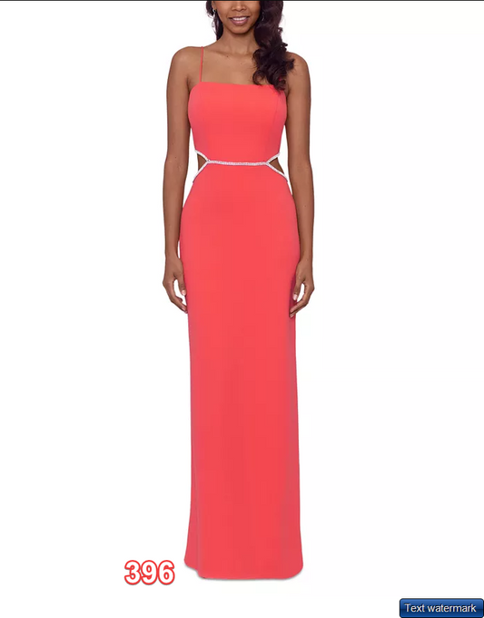 XSCAPE Side-Cutout Scuba Crepe Fit & Flare Dress Coral 0 XSCAPE Women Dress
