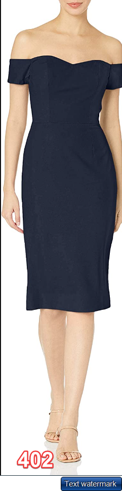 Dress the Population Women's Bailey Off The Shoulder Bodycon Midi Sheath Dress L