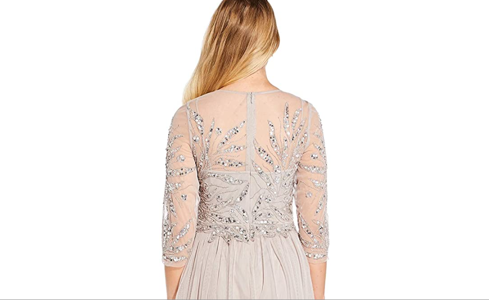 Adrianna Papell Women's Long Beaded Dress Marble 4 Adrianna Papell Women's Dress