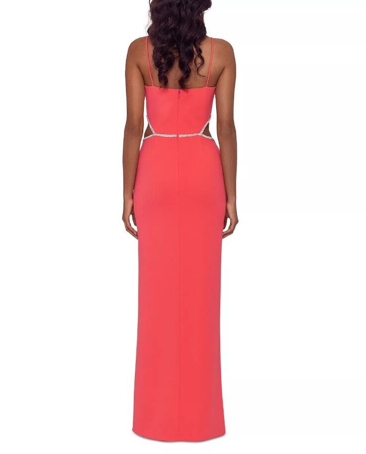 XSCAPE Side-Cutout Scuba Crepe Fit & Flare Dress Coral 0 XSCAPE Women Dress