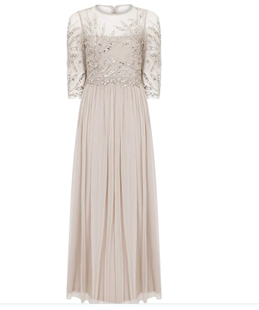 Adrianna Papell Women's Long Beaded Dress Marble 4 Adrianna Papell Women's Dress