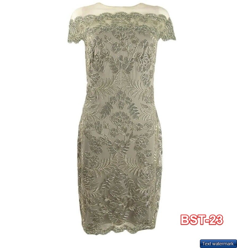 TADASHI SHOJI WOMENS LACE EMBROIDERED COCKTAIL DRESS 10 SMOKE PEARL $368